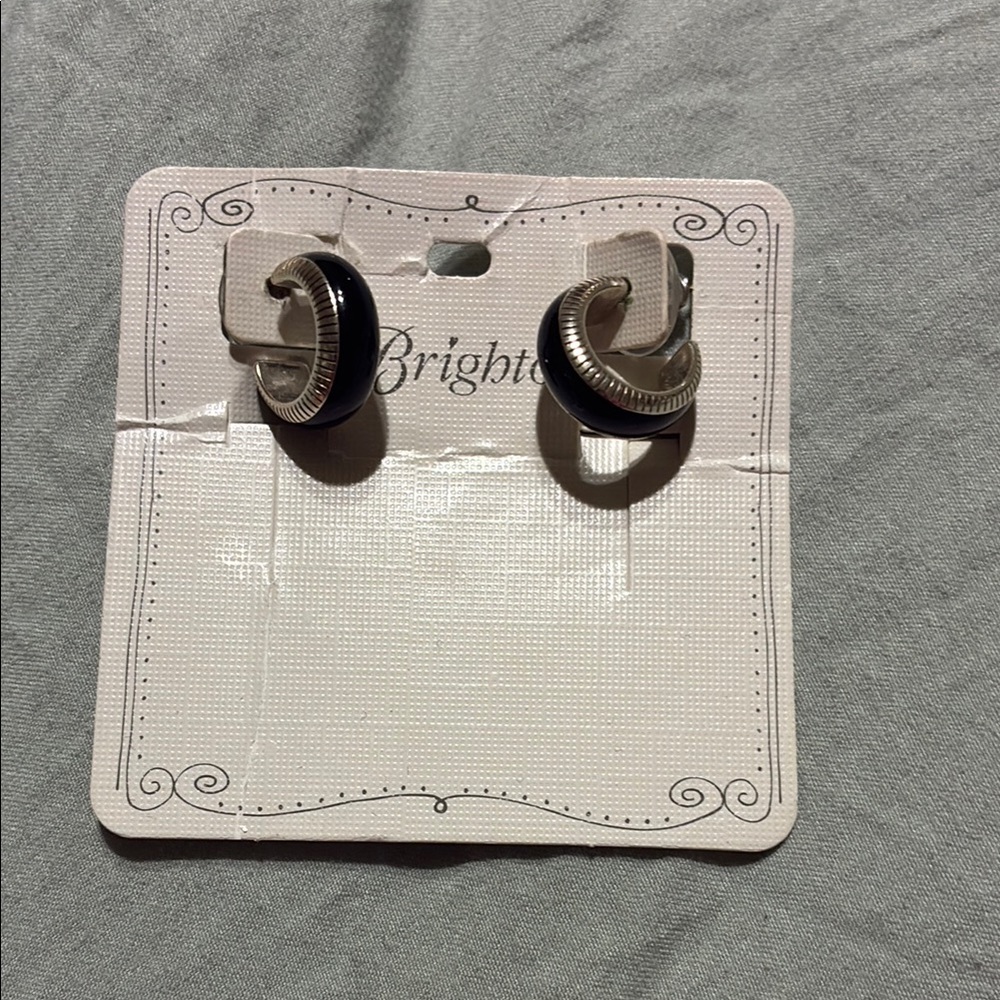 Brighton Black and Silver Hoop Earrings